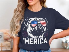 Patriotic Pug Shirt 4th of July Dog Lover Graphic Tee