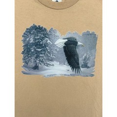 Alstyle Apparel Bald Eagle Winter Scene Graphic Tee Tan Mens Medium Bruce Miller