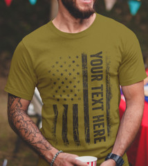 Custom Made Shirt USA Flag Patriotic Personalized T-shirt Your Own Printed Text
