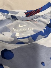 Nike Men’s XXL Blue White and Gray Camo Dri Fit Performance Tee with Red Swoosh