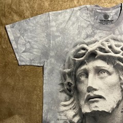 The Mountain Jesus Crown of Thorns T Shirt Mens L Gray Tie Dye Graphic Y2K Tee