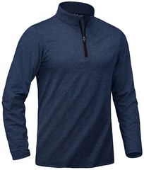 Men’s 1/4 Zip Quick Dry Long Sleeve Gym Fitness Casual Sport Performance T-Shirt
