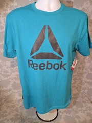 NWT REEBOK Men’s Delta Logo Graphic Cotton Blend Tee, Capri Breeze, S or 3XL