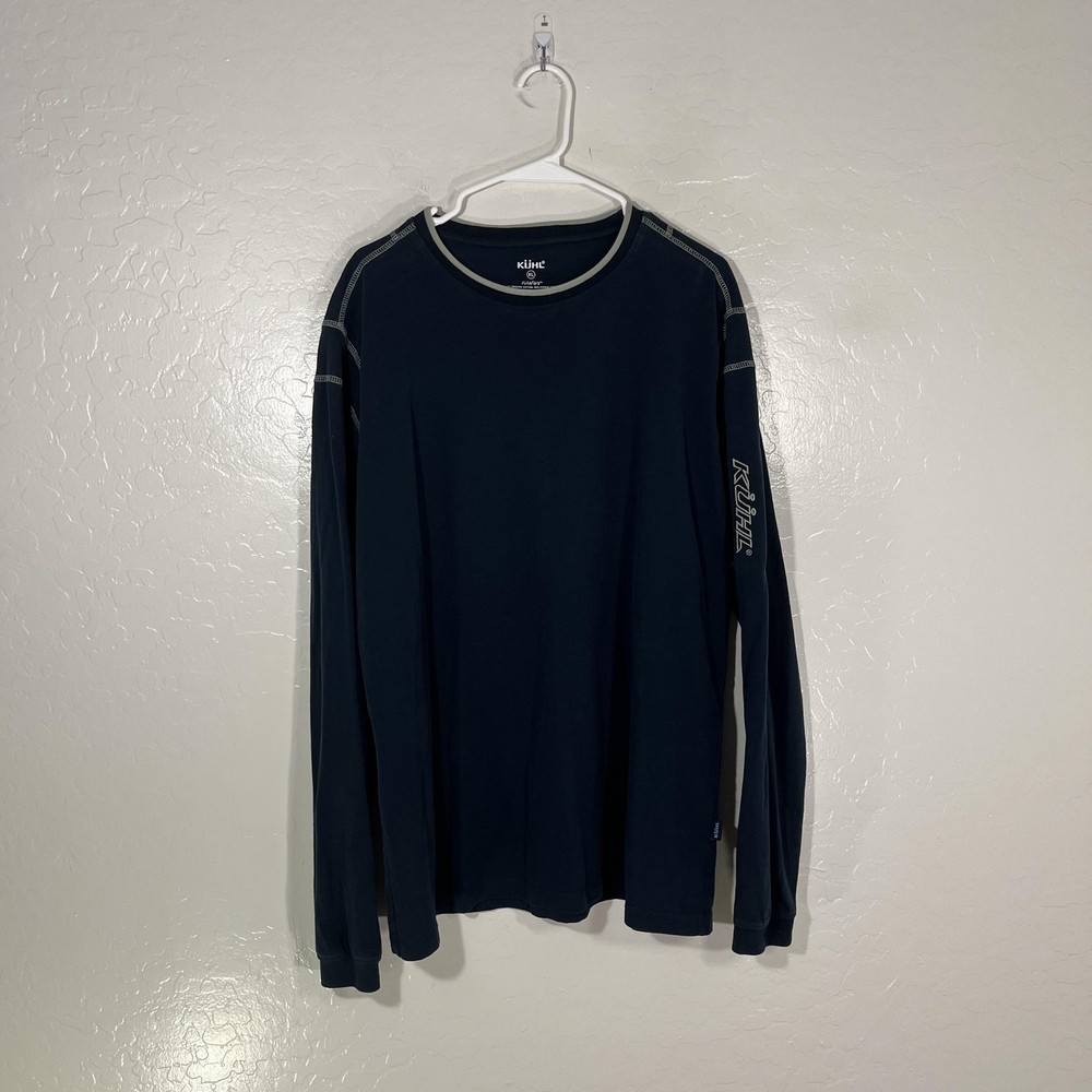 Kuhl Shirt Mens XL Blue Wildfibre Long Sleeve Crewneck Tagless Tee Casual