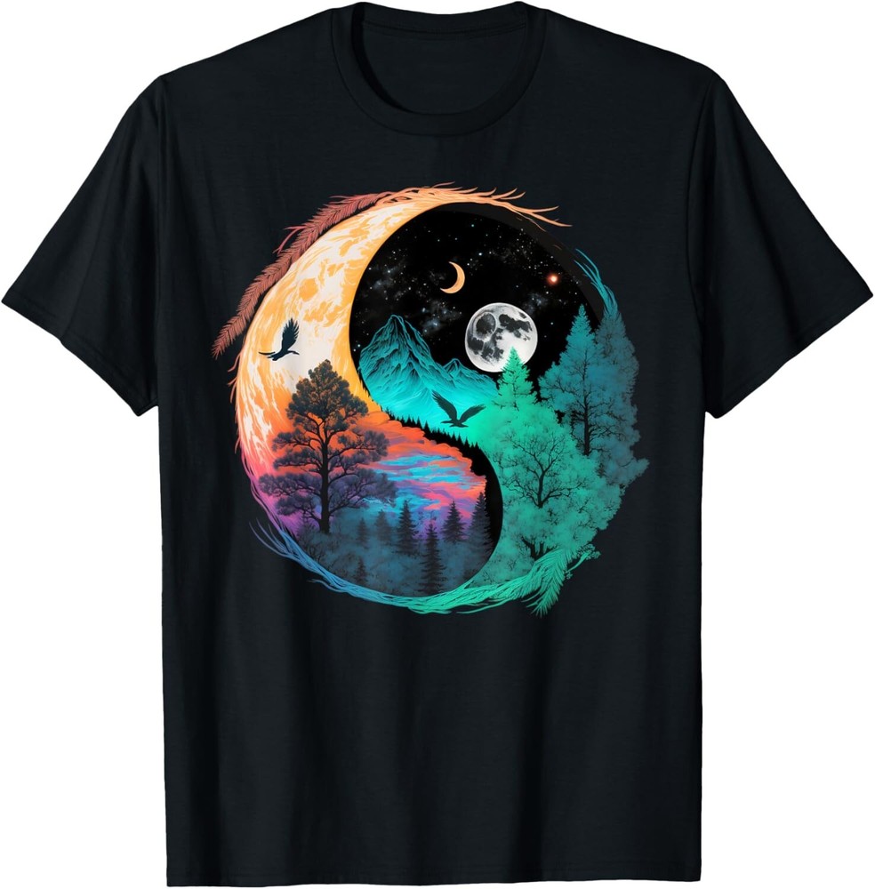 Meditation Taoism Yin Yang Symbol on Nature Taijitu Yin Yang T-Shirt