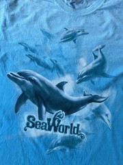 Vintage Y2K Seaworld Dolphin Nature Tie Dye T-Shirt Mens M Aquatic Shirt Blue