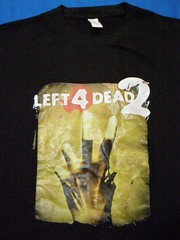 Left 4 Dead 2 FPS Video Game Promo T-Shirt Glossy Transfer Black Shirt Size L