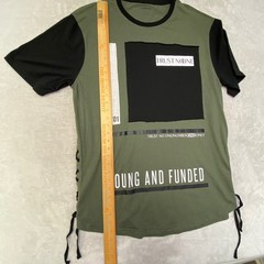 CARBON Men’s Olive Black Graphic Lace Up Side T Shirt XL