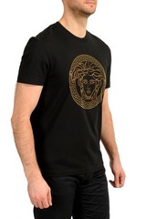 Versace Men’s Gold Logo Medusa Embellishment Crewneck T-Shirt US L IT 52