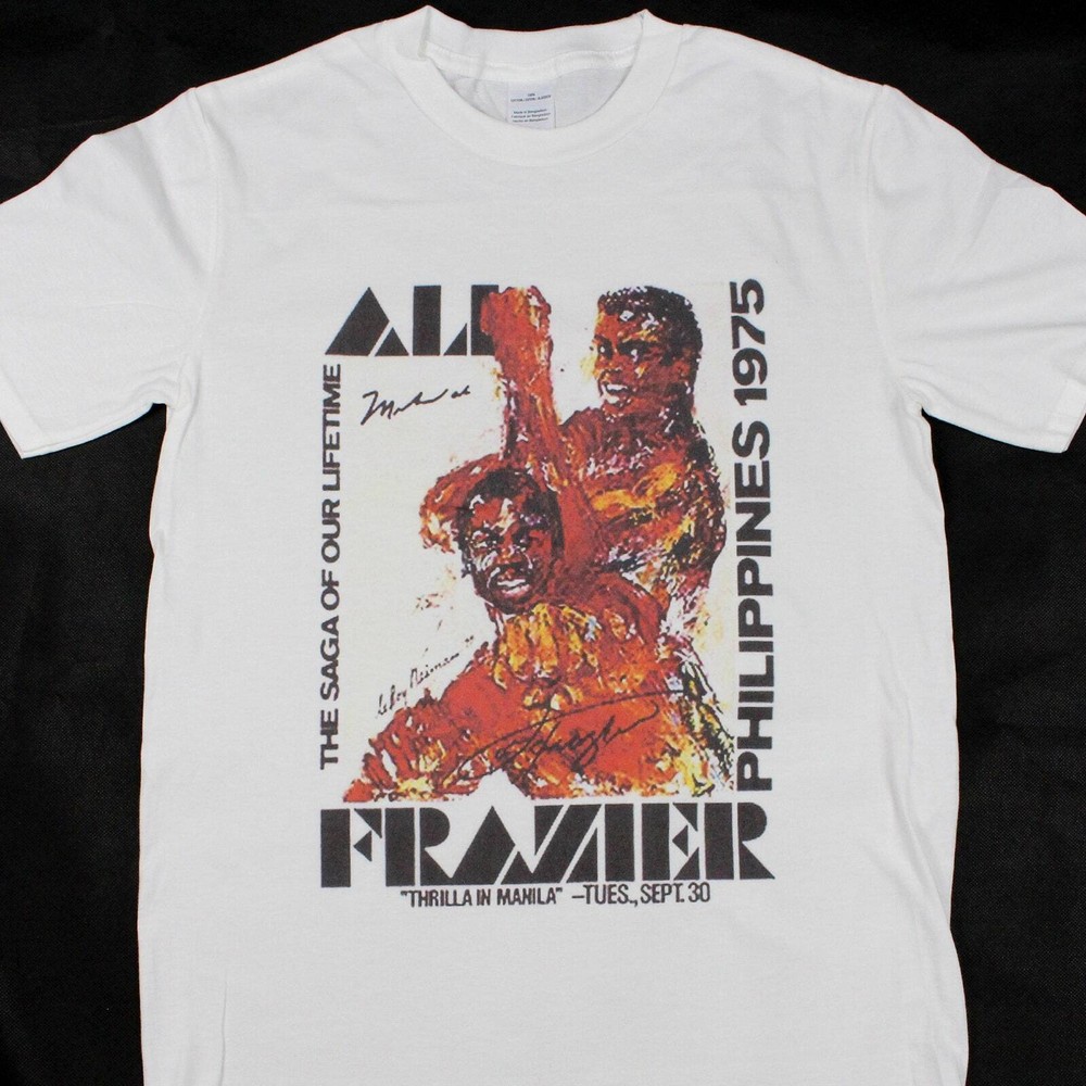 Muhammad Ali Vs Joe Frazier Thrilla in Manilla White T-shirt sizes available