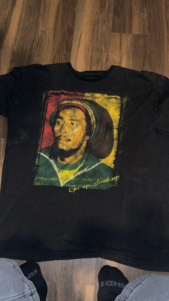 Bob Marley Get Up Stand Up Graphic T-Shirt XL Black