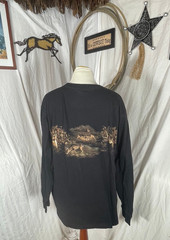 North River Mens Shirt Large Deer Rut Black Graphic Cotton Easy Care