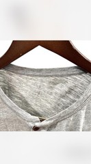 Men’s Gray Solid Henley T-Shirt Button Neck Short Sleeve Size M Regular