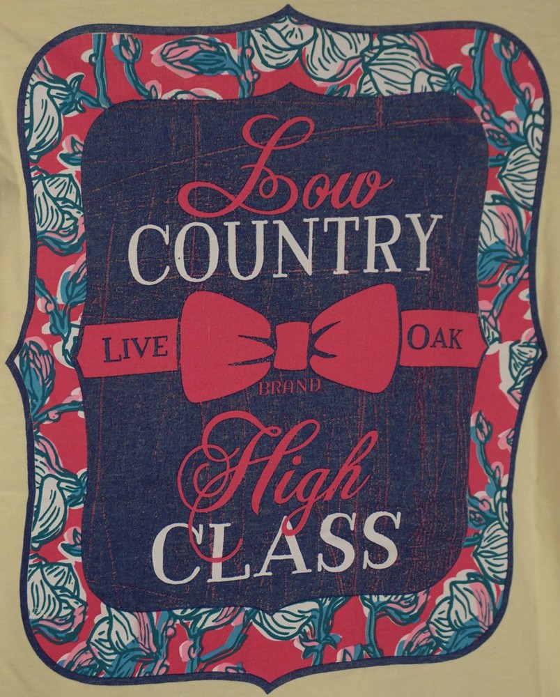 LIVE OAK BRAND T SHIRT TEE LOW COUNTRY HIGH CLASS YELLOW COMFORT COLORS SIZE S