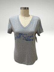 Yep Still Single Happy AF Shirt Women’s Bella Canvas 6405 Gray V-Neck Tee