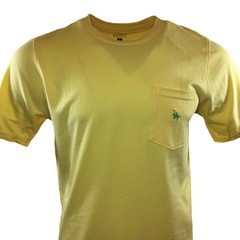 Men’s T-shirt w/ Pocket “Knights of Round Table” Crewneck 100% Cotton-Yellow-NWT