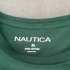 Nautica Men’s Green Crew Neck Short Sleeve Cotton Knit Solid Logo T-Shirt XL