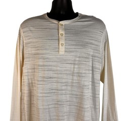 Crosby & Howard Men’s Henley Shirt Long Sleeve Cream and Gray Size XL NWT