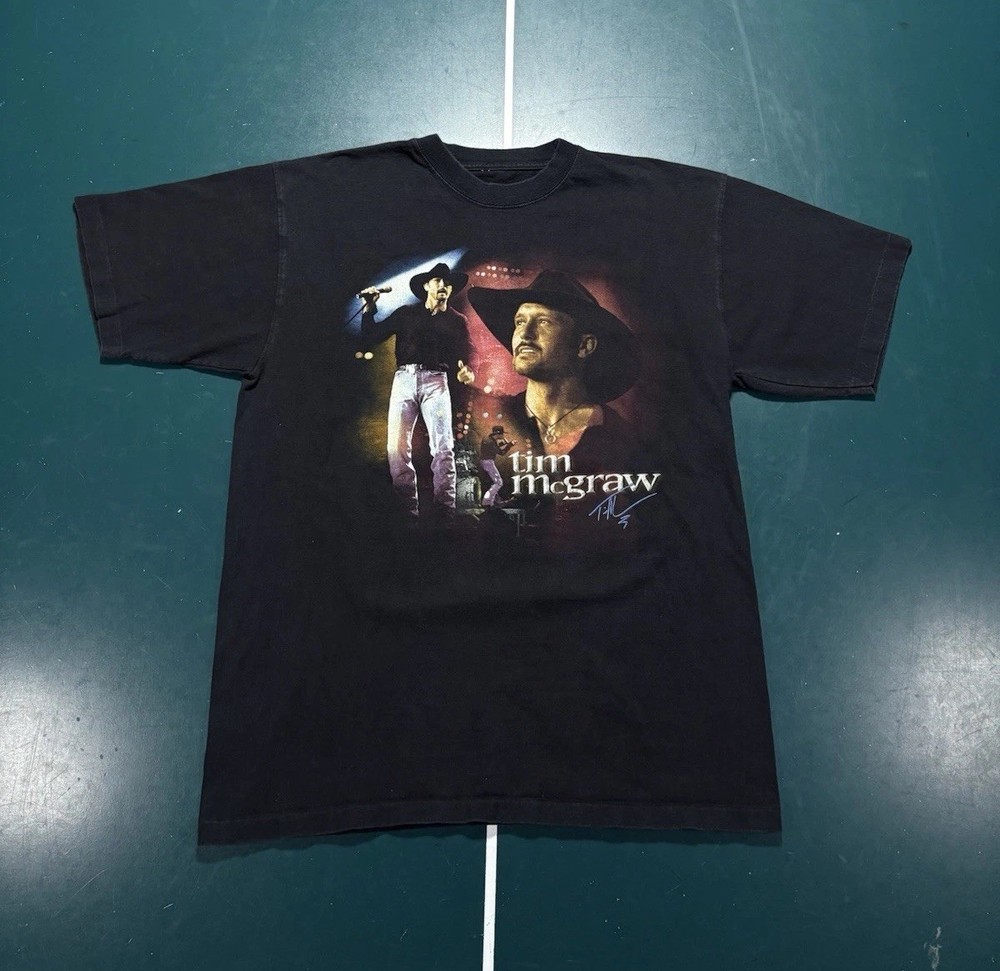Vintage Tim McGraw T Shirt Mens Medium Black 90s Country Music Made in USA Tee