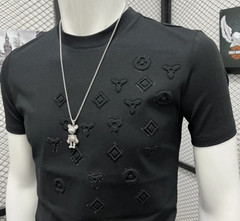 New Men Luxury Diamond Rhinestones Fashion T-Shirt High Quality 4 Colors