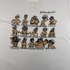 Carribian Tees T-Shirt Men’s XL White St. Maarten Boobs Funny Joke Vintage Y2K