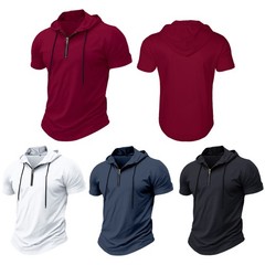 Men Tops Top T-shirt Lightweight Pullover Workout Drawstring Shirt Hooded