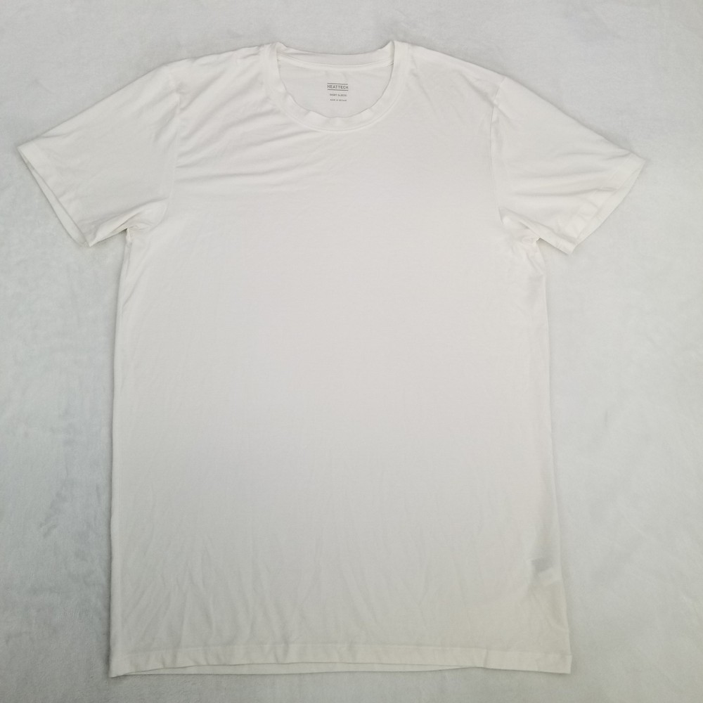 Uniqlo Heattech Men’s Large White T-Shirt Short Sleeve Crewneck Classic Casual