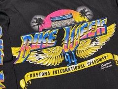 Vintage Bike Week Long Sleeve T Shirt Mens Large Neon 90s Daytona Speedway Retro
