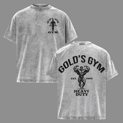 Men’s Heavy Duty Gold’s Gym Oversize Washed Crewneck Gym Tee – Premium Athletic