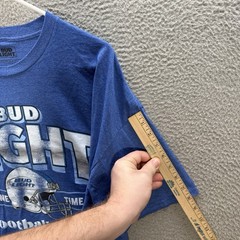 Bud Light Beer Shirt Adult 2XL XXL Blue Crewneck Tee Football Tailgate Party