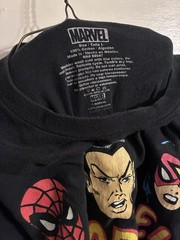 Marvel Comics Golden Age Style Black Graphic T-Shirt Spider-man Iron Man Large