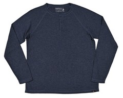 Faherty Cloud Cotton Shirt Mens Large Navy Long Sleeve Henley Pima Modal Raglan