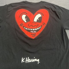 Keith Haring Ripple Junction Graphic Heart Adult Men’s Black T-Shirt Size Large