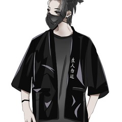 MFCT Men’s Japanese Kanji Streetwear Kimono Cardigan Loose Samurai T-Shirt