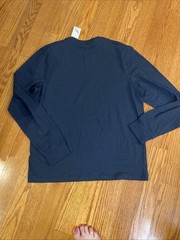 J Crew Mens Long Sleeve Washed Jersey Tee~Size L~Vintage Navy Cotton NWT