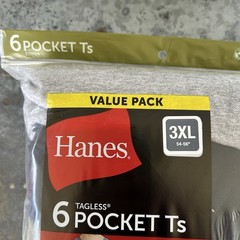 6 Pack Hanes Men’s Value Pack Assorted Pocket T-Shirt Undershirts Size 3XL NEW
