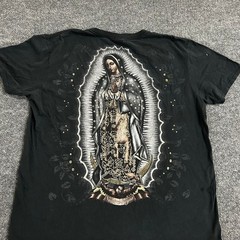 Gildan T-Shirt Mens Size XL Black Virgin Mary Nuestra Reyna Graphic Cotton Tee