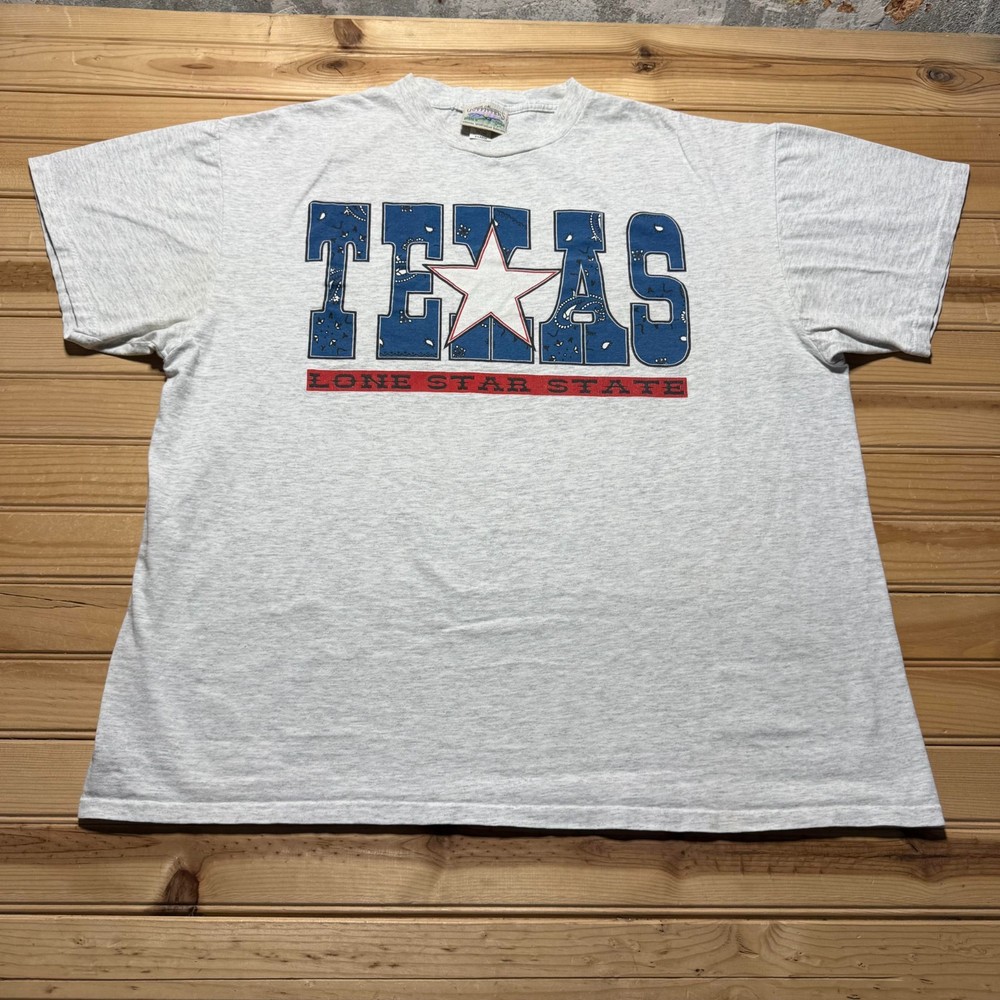 Vintage 90s Texas Lone Star State Bandana Paisley Graphic Souvenir Shirt USA XL