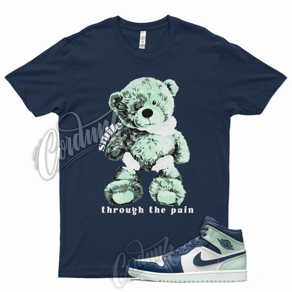 Navy SMILE T Shirt for J1 1 Mystic Blue Mint Foam 6 Tropical Twist Low Mid 5
