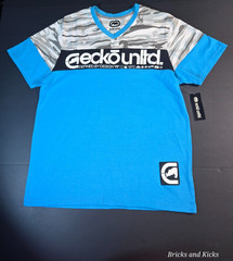 Ecko Unltd V-Neck Blue Atomic With Camo Men’s T-Shirt Sizes S, M, L, XL NWT