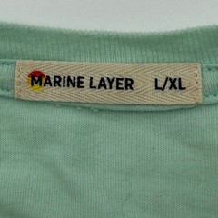 Marine Layer Mens Colorblock Jacob Long Sleeve Tee Mint Coral White L/XL 13398