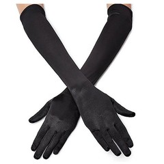 Long Black Opera Party Gloves for Women 1920s 20s Satin Gloves Elbow Length B…