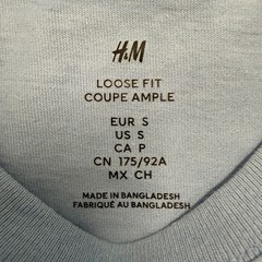 HM Mens Loose Fit T-Shirt Light Blue Short Sleeve Crewneck Size Small 2747