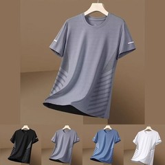 Mens Ice Silk T Shirt with Short Sleeves Ideal for Sports and Casual Wear