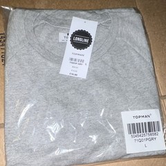 Topman Men’s Gray L T-Shirt Cotton Crew Neck Short Sleeve Longline