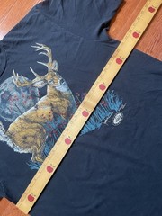Vtg 90s Woolrich Deer Hunt T-Shirt Black Men’s XXL Single Stitch Harlequin Print