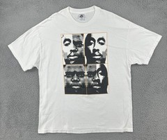 Vtg Alstyle Y2K Mens 2XL White T Shirt Tupac Notorious BIG Portrait Art Rap Tee