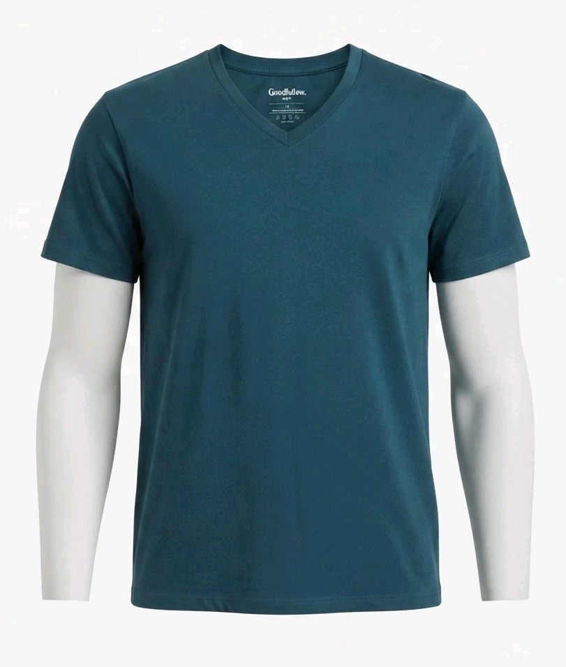 Enatex Blue V-Neck T-Shirt Men’s Size XL 100% Cotton Solid Basic Tee