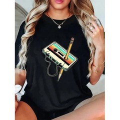 Retro Vintage 80s 90s Music Lover Cassette Tape and Pencil Shirt, Funny Nostalgi