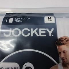 New Jockey 4 Pack Men’s Stay Cool Cotton Tanks Size Medium M Black Gray White